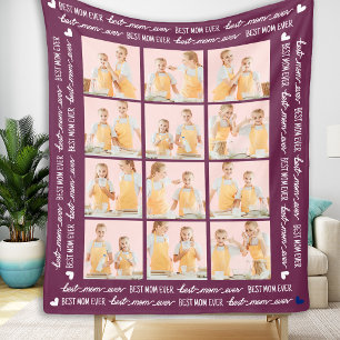 Couverture Polaire MOM moderne Custom 12 Photo Collage Fête des Mères