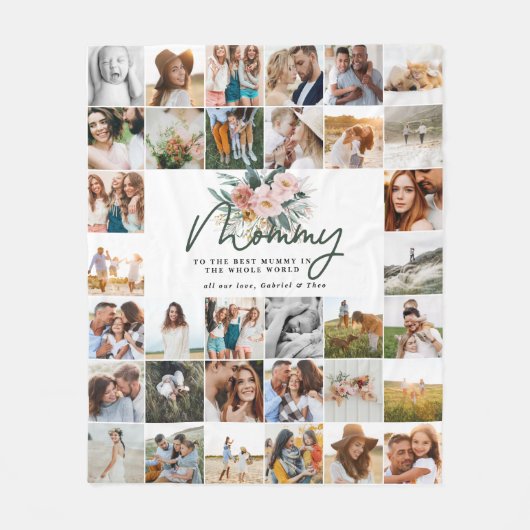 Couverture Polaire Momie cadeau multi photo belle florale (Devant)
