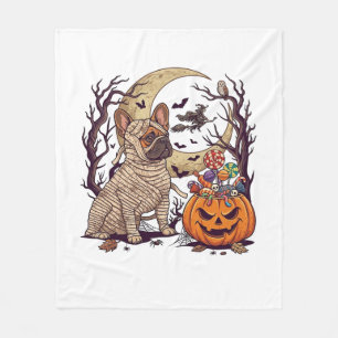 Couverture Polaire Momie d'Halloween Bouledogue français Citrouille B