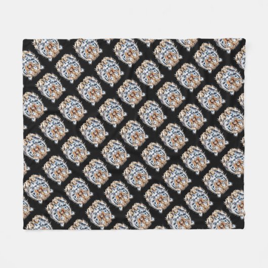 Couverture Polaire Mon chat agit dans le style Tiger Énergie (Devant (Horizontal))