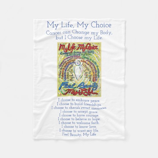 Couverture Polaire Mon choix de vie Cancer Poème Soft Fleece Blanches (Devant)