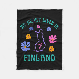 Couverture Polaire Mon Coeur Vit En Finlande Retro Voyage Super Et