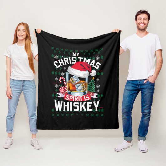 Couverture Polaire Mon Esprit de Noël est Whiskey laide doux Noël P (En situation)