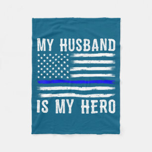 Couverture Polaire Mon mari mon héros ligne bleue fine policier w