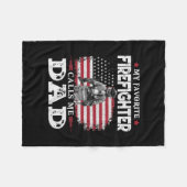 Couverture Polaire Mon pompier favori m'appelle Papa USA Drapeau (Devant (Horizontal))