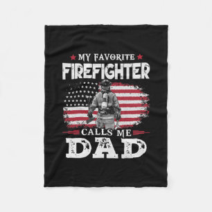 Couverture Polaire Mon pompier favori m'appelle Papa USA Drapeau
