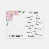 Couverture Polaire "Mon premier" Jalon de vacances Blanche bébé (Devant (Horizontal))