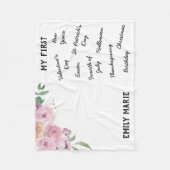 Couverture Polaire "Mon premier" Jalon de vacances Blanche bébé (Devant)