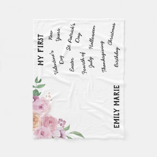 Couverture Polaire "Mon premier" Jalon de vacances Blanche bébé (Devant)