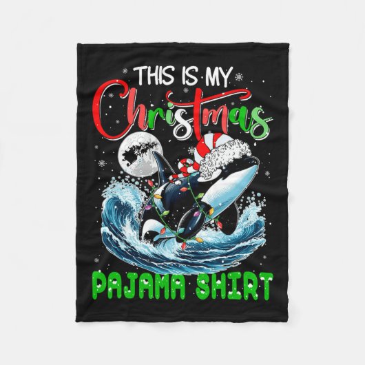 Couverture Polaire Mon pyjama de Noël Père Noël Orca Mer Amoureux des (Devant)