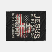 Couverture Polaire Mon Sauveur Trump Est-Il Mon Président Drapeau Amé (Devant (Horizontal))
