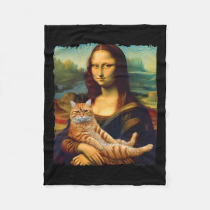 Couverture Polaire Mona Lisa Holding Chat Portrait Art Peinture Kitty