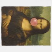 Couverture Polaire Mona Lisa soufflant de bulle rose (Devant (Horizontal))