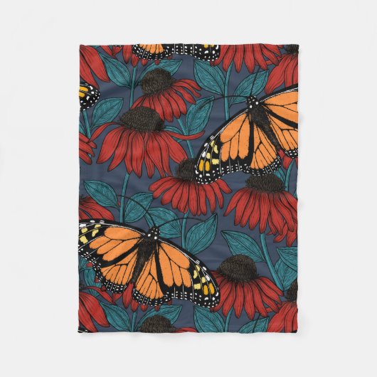 Couverture Polaire Monarch butterfly on red coneflowers (Devant)