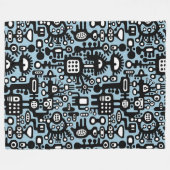 Couverture Polaire Monde mécanoïaque - Noir et blanc avec Bleu Lt (Devant (Horizontal))