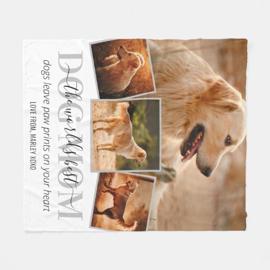 Couverture Polaire Monde Meilleur Chien Maman 4 Photo (Devant (Horizontal))