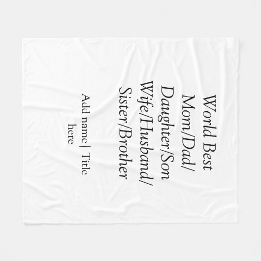 Couverture Polaire Monde meilleur maman mari femme papa fille fils (Devant (Horizontal))