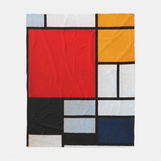 Couverture Polaire Mondrian - Composition avec grand plan rouge (Devant)