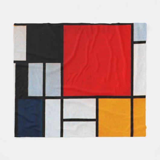 Couverture Polaire Mondrian - Composition avec grand plan rouge (Devant (Horizontal))