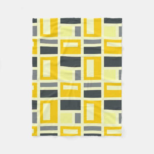 COUVERTURE POLAIRE MONDRIAN INSPIRÉ - JAUNE & GRAY (Devant)