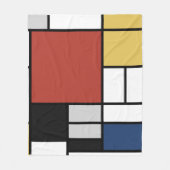 Couverture Polaire Mondrian Peinture Rouge Plane Jaune Noir Gris Bleu (Devant)