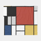 Couverture Polaire Mondrian Peinture Rouge Plane Jaune Noir Gris Bleu (Devant (Horizontal))