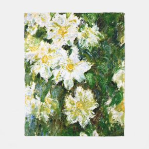 Couverture Polaire Monet - White Clematis, célèbre peinture florale