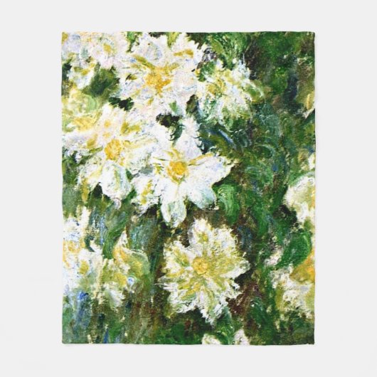 Couverture Polaire Monet - White Clematis, célèbre peinture florale (Devant)