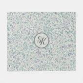 Couverture Polaire Mongramme Lavande et Feuille verte (Devant (Horizontal))