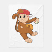 Couverture Polaire Monkey at baseball with baseball glove (Devant)