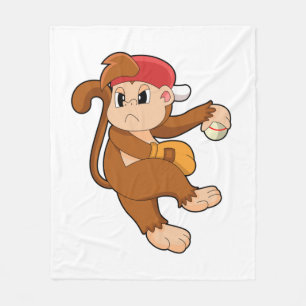 Couverture Polaire Monkey at baseball with baseball glove