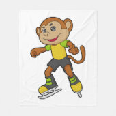Couverture Polaire Monkey at Ice skating with Ice skates (Devant)