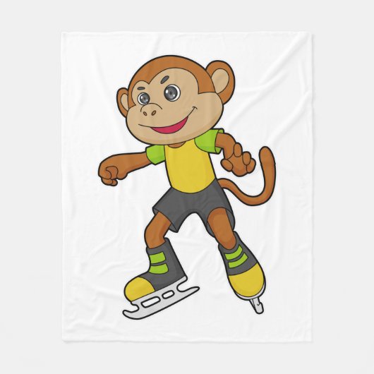 Couverture Polaire Monkey at Ice skating with Ice skates (Devant)
