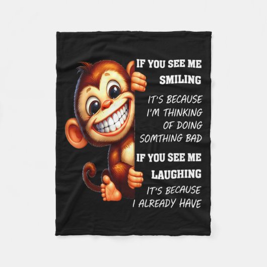Couverture Polaire Monkey If You See Me Smiling It's Because I'm Thin (Devant)
