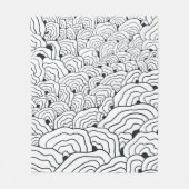 Couverture Polaire Monochrome Wave Pattern,  Modern Abstract Line Art (Devant)