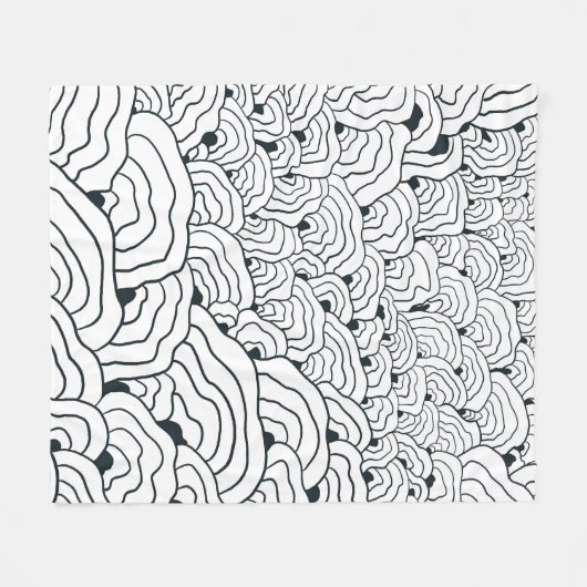 Couverture Polaire Monochrome Wave Pattern,  Modern Abstract Line Art (Devant (Horizontal))