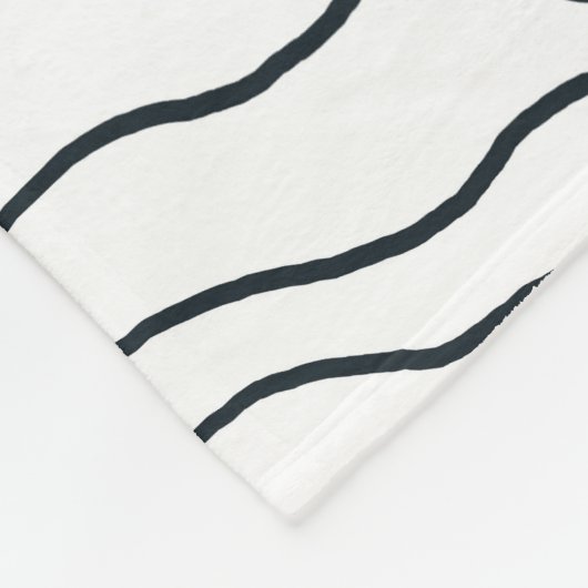 Couverture Polaire Monochrome Wave Pattern,  Modern Abstract Line Art (Coin)