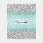 Couverture Polaire Monogram Aqua Blue Ombre Parties scintillant Silve (Devant)
