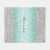 Couverture Polaire Monogram Aqua Blue Ombre Parties scintillant Silve (Devant (Horizontal))
