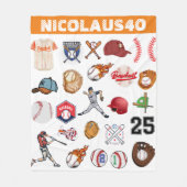 Couverture Polaire Monogram Baseball player Modern sport pattern (Devant)