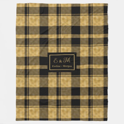 Couverture Polaire Monogram Blanket Elegant Black Gold Birthday Gift (Devant)