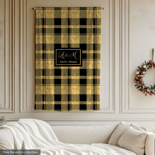 Couverture Polaire Monogram Blanket Elegant Black Gold Birthday Gift