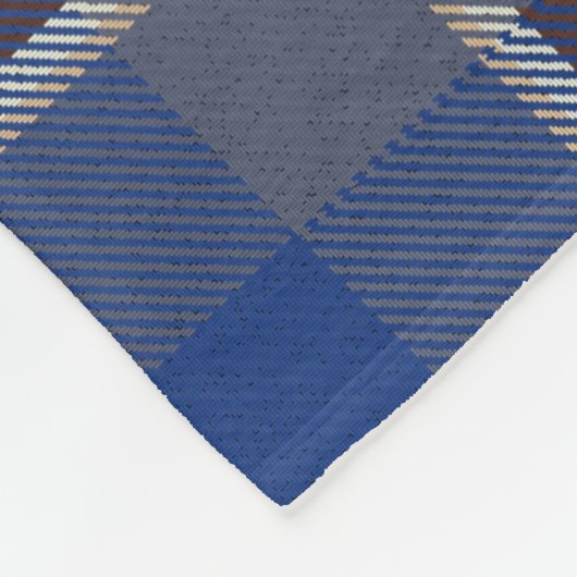 Couverture Polaire monogram Blue Tartan Plaid Newlyweds Wedding (Coin)