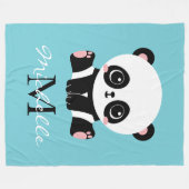 Couverture Polaire Monogram Cute Panda Personnalisé Bubble Gum Bleu (Devant (Horizontal))