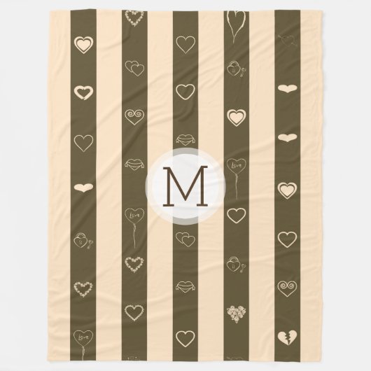 Couverture Polaire Monogram Donkey Brown Stripes Moderne Motif de coe (Devant)