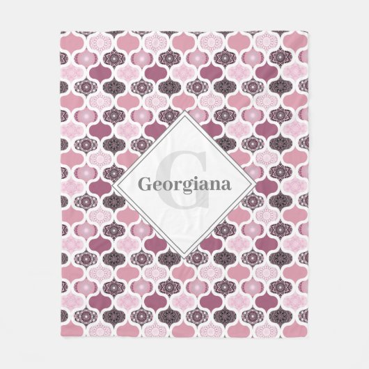 Couverture Polaire Monogram Dusky Rose Dot Mandalas Ogee Patchwork (Devant)