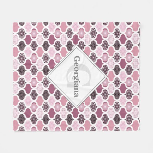 Couverture Polaire Monogram Dusky Rose Dot Mandalas Ogee Patchwork (Devant (Horizontal))