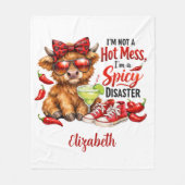 Couverture Polaire Monogram Highland Cow Hot Mess Funny Humorous (Devant)