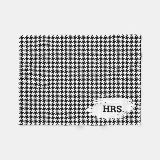 Couverture Polaire Monogram Initials Black & White Houndstooth Fleece (Devant (Horizontal))
