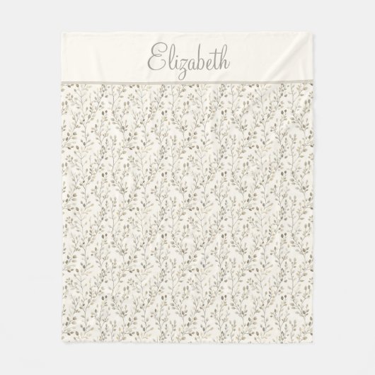 Couverture Polaire Monogram Name Beige Gray Brown Botanical Neutral  (Devant)